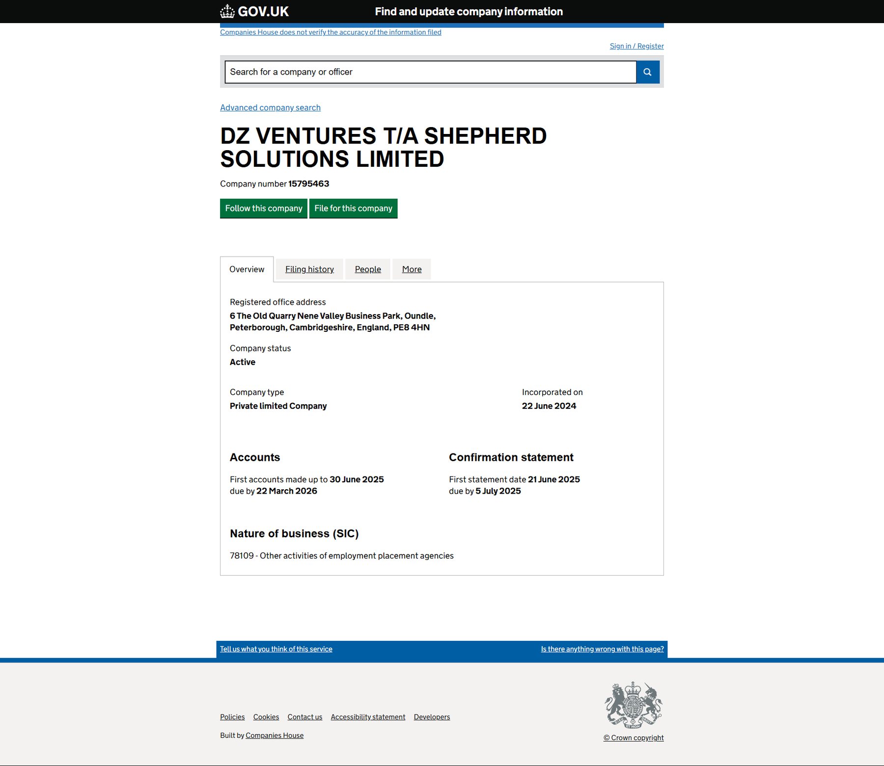 Companies House Dz Ventures Shepherd Solutions